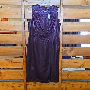 Ann Taylor NWT Faux Leather Midi Dress Sz12